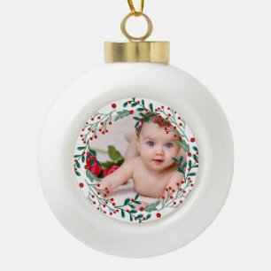Baby's first christmas photo holiday cherry  ceram ceramic ball christmas ornament