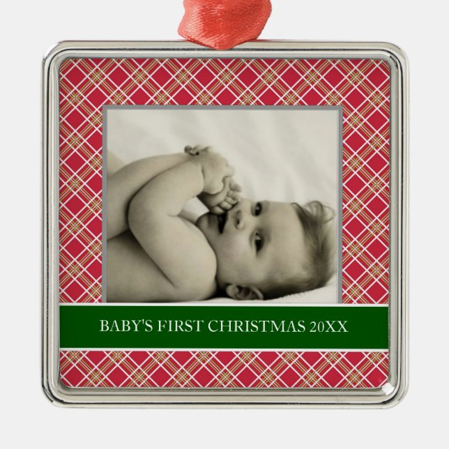 Baby's First Christmas Photo Holiday Ornaments (Front)
