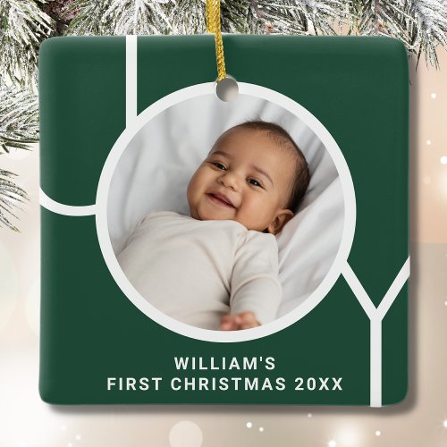 Babys First Christmas Photo Keepsake Ceramic Ornament