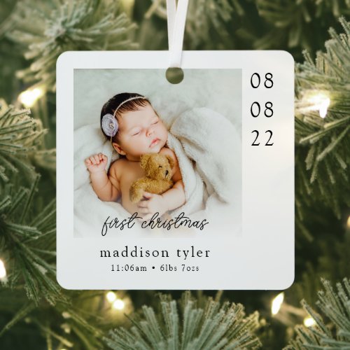 Babys First Christmas Photo  Metal Ornament