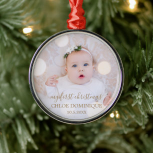 Baby's First Christmas Photo Metal Ornament