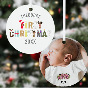 Baby's First Christmas Photo Metal Ornament