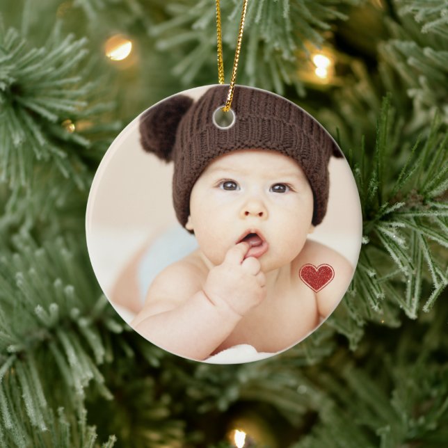 Baby's First Christmas Photo Name  Ceramic Ornament (Tree)