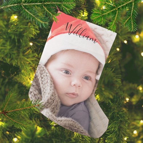 Babys First Christmas Photo Name Small Christmas Stocking