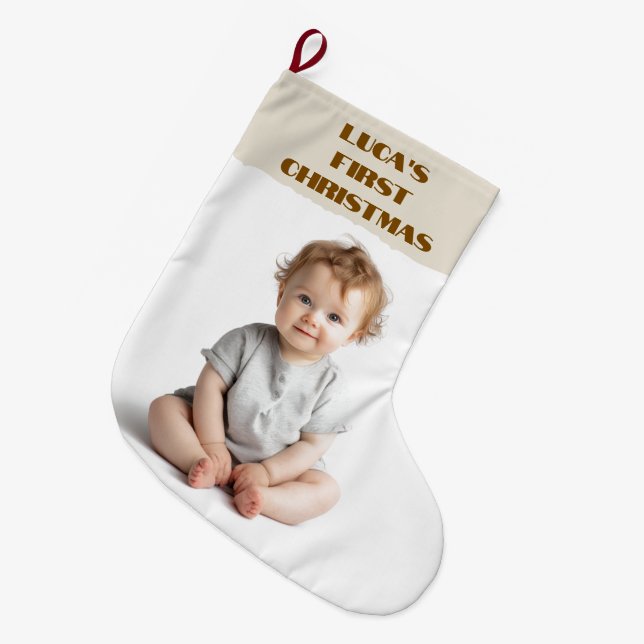 Baby's First Christmas  Photo & Name Stocking (Front (Hanging))