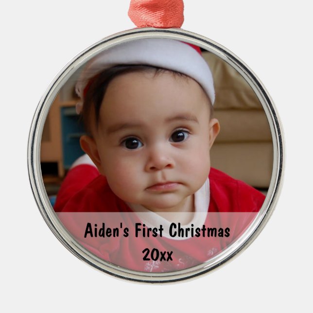 Baby's First Christmas Photo Ornament (Front)