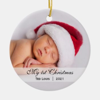 Baby's  |  First Christmas Photo Ornament by KeepsakeGifts at Zazzle