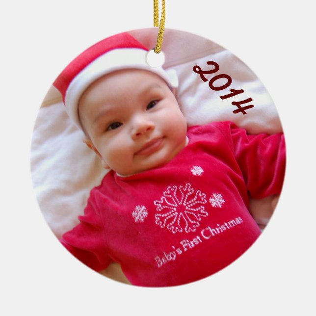 Baby's First Christmas Photo Ornament (Front)