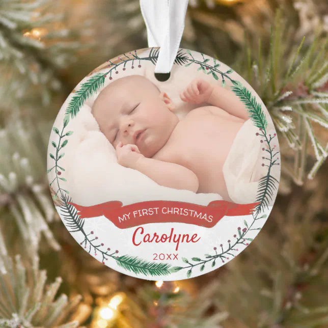 Baby's First Christmas Photo Ornament Zazzle