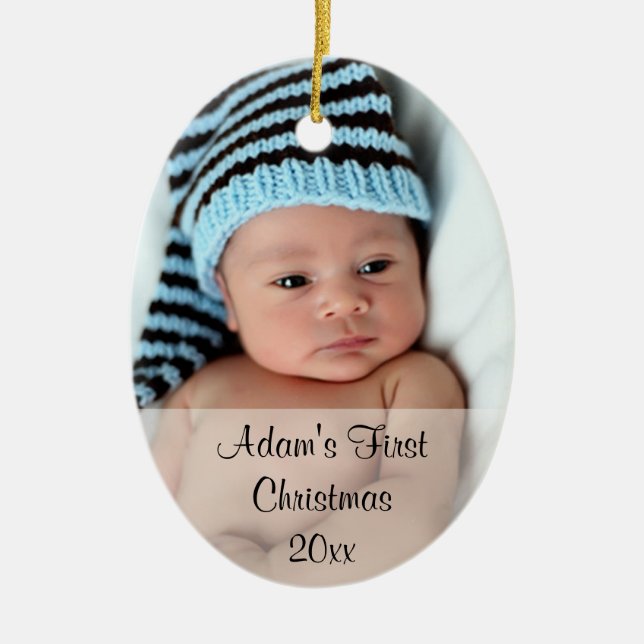 Baby's First Christmas Photo Ornament (Front)