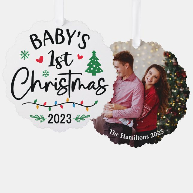 Baby's First Christmas Photo Ornament Card (Front/Back)