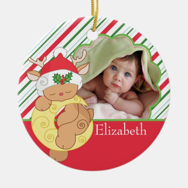 Baby's First Christmas Photo Ornament Deer (Front)
