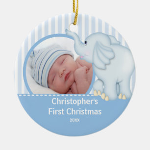Babys First Christmas Photo Ornament Elelphant