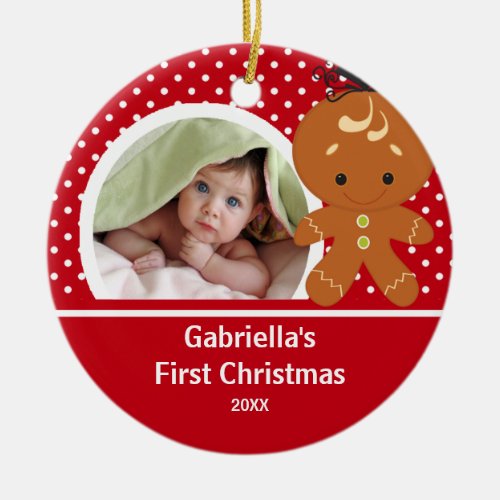 Babys First Christmas Photo Ornament Gingerbread
