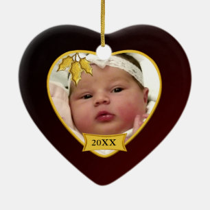 Baby's First Christmas Photo Ornament in Dark Red