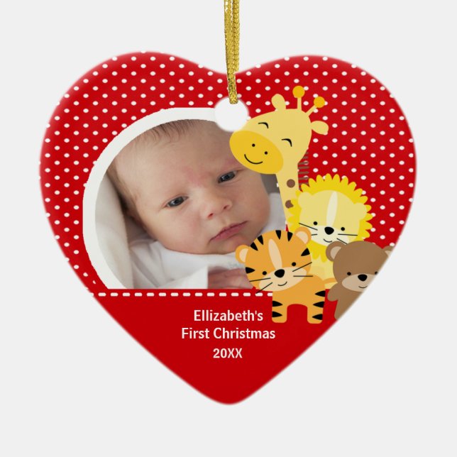 Babys First Christmas Photo Ornament Jungle Animal (Front)