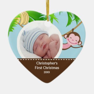 Baby's First Christmas Photo Ornament Monkey