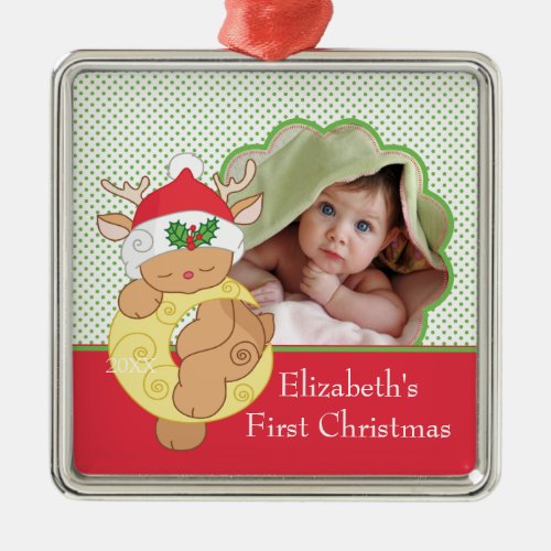 Babys First Christmas Photo Ornament Reindeer