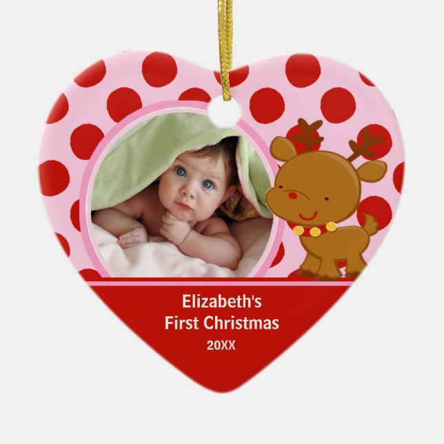 Baby's First Christmas Photo Ornament Reindeer (Front)