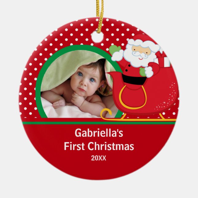 Babys First Christmas Photo Ornament Santa (Front)