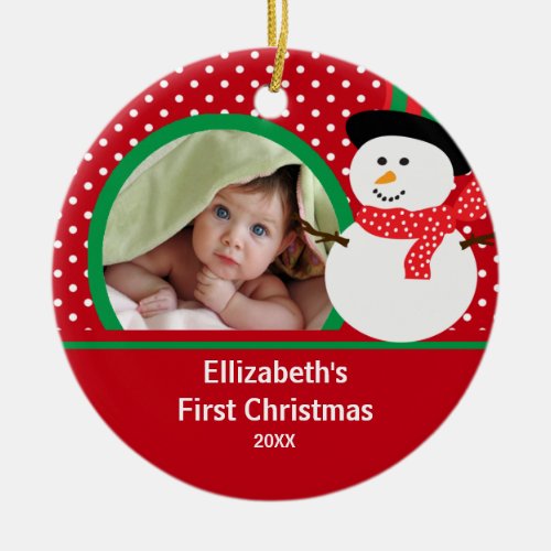 Babys First Christmas Photo Ornament Snowman