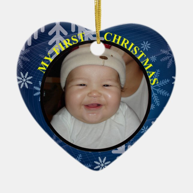 Baby's First Christmas Photo Ornament with Date (Front)