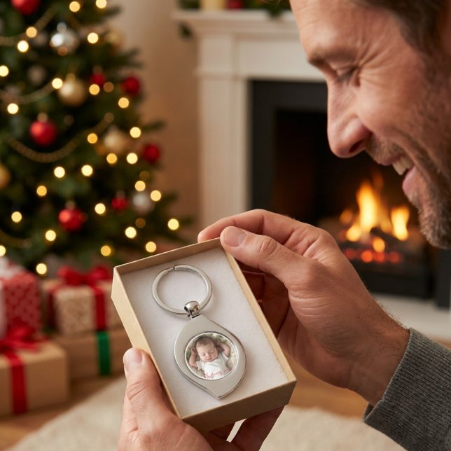 Baby's First Christmas Photo Personalize  Keychain (Creator Uploaded)