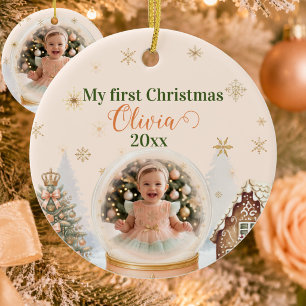 Baby's First Christmas Photo Personalized Ceramic Ornament