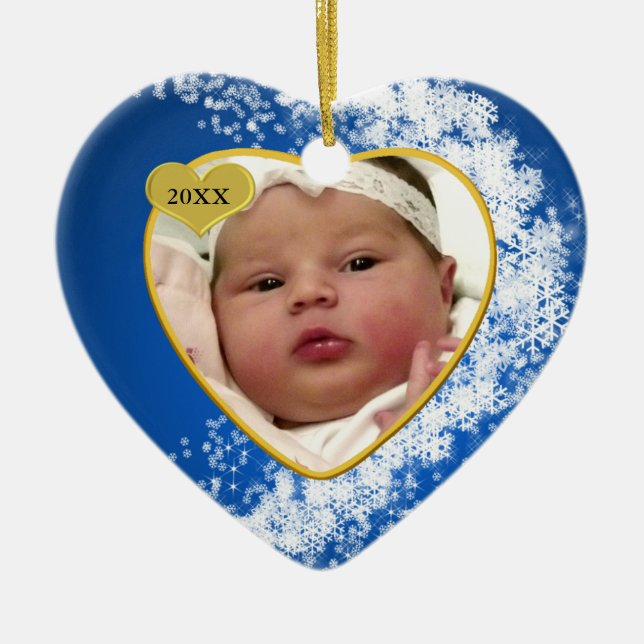 Baby's First Christmas Photo Personalized Ceramic Ornament (Front)