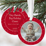 Baby's First Christmas Photo Polka Dot New Parent Ornament<br><div class="desc">New parents can commemorate your miracle baby's first Christmas with this sweet photo ornament witha whimsical pink polka dot on red featuring a photo on one side and your text on the back.</div>