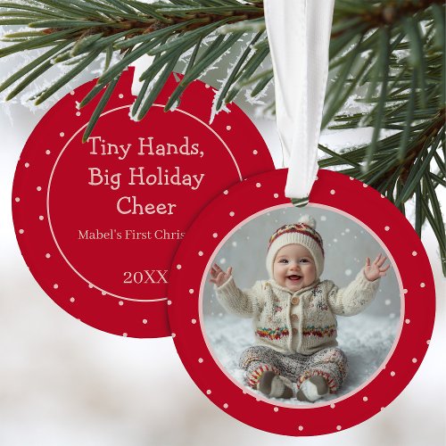 Baby's First Christmas Photo Polka Dot New Parent Ornament