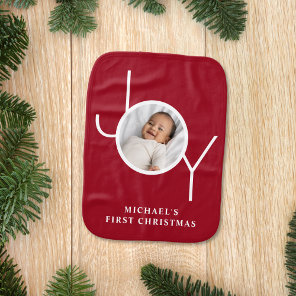 Baby's First Christmas Photo Red Baby Burp Cloth