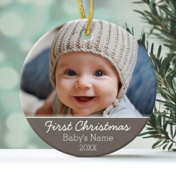 Baby's First Christmas Photo - Single Sided Ceramic Ornament by MyGiftShop at Zazzle