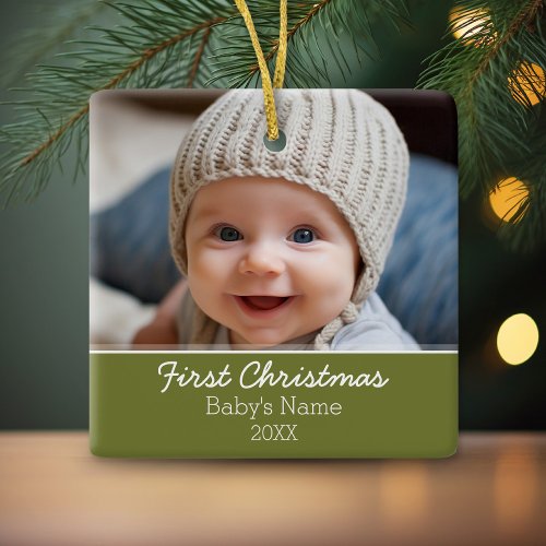 Babys First Christmas Photo _ Single Sided Ceramic Ornament
