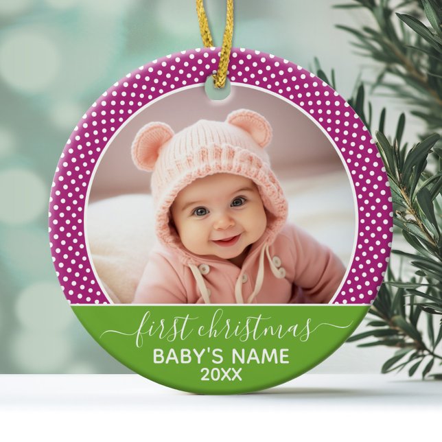 Baby's First Christmas Photo - Single Sided Ceramic Ornament (Personalized Photo Ornament - Baby's First Christmas)