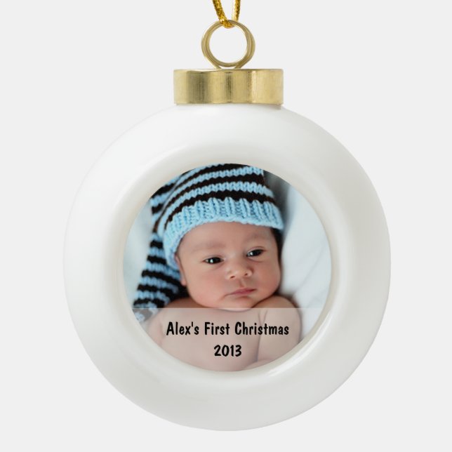 Baby's First Christmas Photo Snowflake Ornament (Front)