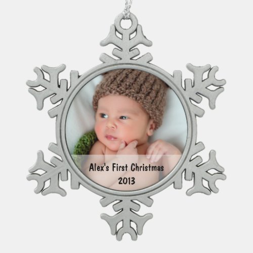Babys First Christmas Photo Snowflake Ornament