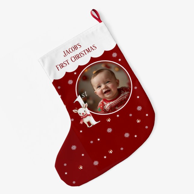 Baby's First Christmas Photo Stocking (Back (Hanging))