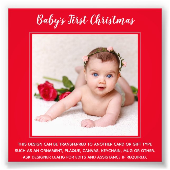 Babys First Christmas PHOTO Template - Create Own Print (Front)