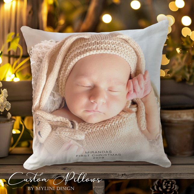 Baby's First Christmas Photo Throw Pillow (Creator Uploaded)