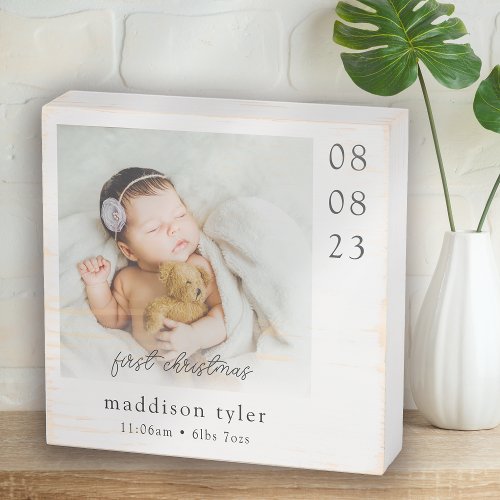 Babys First Christmas Photo Wooden Box Sign