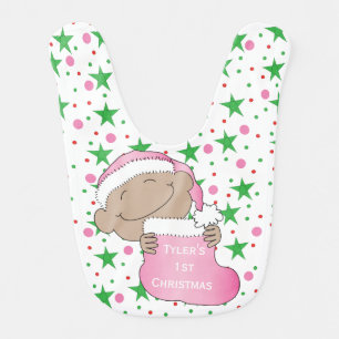 Baby's First Christmas Pink Baby Bib
