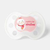 Baby's First Christmas Pink Snowman Monogram Pacifier (Front)