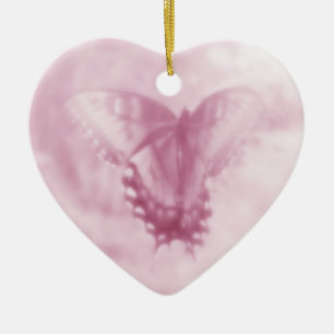 Baby's First Christmas Pink Swallowtail Butterfly Ceramic Ornament