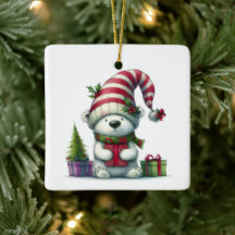 Baby's First Christmas Polar Bear Green Text