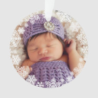 Baby's First Christmas | Purple Snowflake Photo Ornament