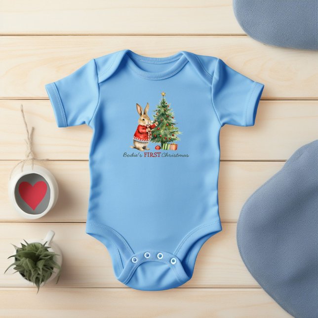 Baby's First Christmas Rabbit Tree Decorations Baby Bodysuit (Creator Uploaded)