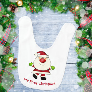 Baby's First Christmas Red Nose Santa Baby Bib