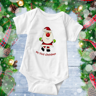 Baby's First Christmas Red Nose Santa Baby Bodysuit