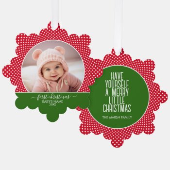 Baby's First Christmas - Red Polka Dots Ornament Card by MarshBaby at Zazzle